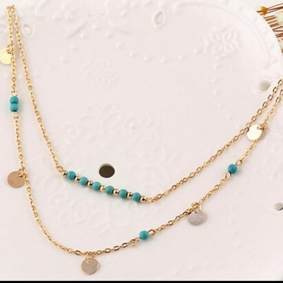 Layered boho beaded and gold necklace - Picture 3 of 5